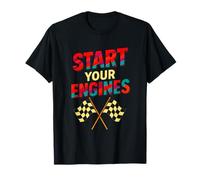 Start Your Engines - Race Car Checkered Flag T-Shirt