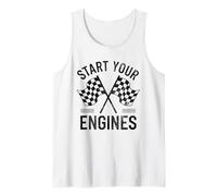 Start Your Engines Vintage Checkered Flag Race Car Tank Top