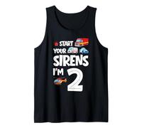 Start Your Sirens I Am 2 Years Old 2nd Birthday Kid Tank Top
