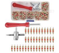 Startbuymore 102PCS Tire Valve Core Kit Featuring 100 Stainless Steel Copper Plated Cores And Two Remover Tools For Cars Trucks Motorcycles And Bicycles