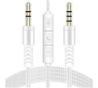 Startbuymore 3.5mm Stereo Auxiliary Cable With In-Line Mic And Volume Control For Portable Audio And Communication Devices(White)
