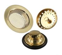 Startbuymore 3Pc Stainless Steel Sink Drain Kit With Basket Strainer And For Residential Kitchen And Bathroom Sink Installations(Gold)
