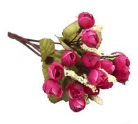 Startbuymore Artificial Flowers, 15 Stem Look Real Rose Bouquet Silk Fake Roses DIY Wedding Bouquets Bridal Shower Centerpieces Arrangements Party Tables Decorations Home Decor 23cm(Hot Red)