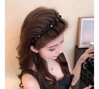 Startbuymore Comfortable plush star hair clip headband for women featuring a secure high skull top fit, for makeup, face washing, and relaxed home wear with a light luxury style (Black wave)