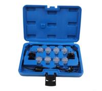 Startbuymore Fuel Injector Tester Kit 11pcs Multi-Brand Compatible(Blue) | Fits Bosch Siemens Denso Delphi, 8 adaptor types, universal vehicle coverage, plastic metal build