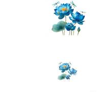 Startbuymore Glow In Dark Blue Lotus Wall Stickers Waterproof PVC Decals For Living Room