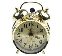 Startbuymore Large Bell Alarm Clock, Silent Non Ticking Mechanical Gold Desk Clock with Reliable Manual Wind Mechanism Horseshoe Loud Alarm Clock for Heavy Sleepers