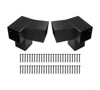 Startbuymore Lean to Pergola Lean to 3-Way Slanted Roof Pergola Brackets with Unidirectional Option - Heavy-Duty Steel Wall Mount Hardware Kit for 4" X 4" Posts, Black(Left 15°+Right 15°)