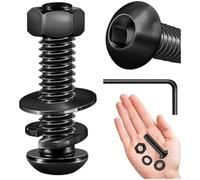 Startbuymore M6 Round Head Hex Socket Black Screws Nuts And Washers Kit For Furniture Vehicle