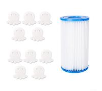 Startbuymore Pool Oil Absorbing Sponge Kit Includes 10 Scum Removal Sponges Plus 1 Type A C Reusable Filter Cartridge For Above Ground Pools(B)