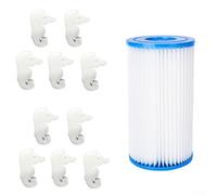 Startbuymore Pool Oil Absorbing Sponge Kit Includes 10 Scum Removal Sponges Plus 1 Type A C Reusable Filter Cartridge For Above Ground Pools(C)