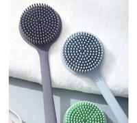 Startbuymore Silicone Bath Brush with Two Sides and Extended Handle for Easy Back Reach, Thick Silicone for Gentle to Firm Massage and Deep Cleansing (Blue)