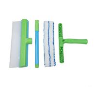 Startbuymore White Silicone Window Squeegee Kit 4 Piece Set for Aqua, Streak-Free Cleaning Tool for Glass, Mirrors, Bathrooms and Automotive Use, Washable and Reusable, 30x20x7cm(blue and white)