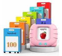 Startcan Spanish & English Talking Flash Cards for Girls 3-6, Audible Toys with Music to Learn Numbers 0-100, Letters, Phrases and More Spanish and English Vocabulary - 268 Cards and 536 Words(Pink)