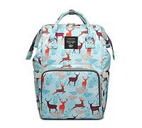 Baby Diaper Bag Multi-Function Baby Diaper Backpack Nappy Bags, Trave Backpack Baby Bags, Deer-blue, Middle