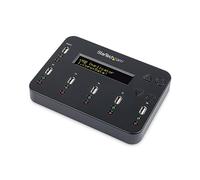 StarTech 1:5 Standalone USB Flash Drive Duplicator Eraser, 1.5GB/min, LCD | Sanitizer, USB 3.0/2.0 thumb drives, System and file, Sector-by-sector, Quick and 3-pass DoD erase, Copy and compare