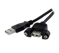 Startech 1 ft Panel Mount USB Cable A to A - F/M USB-A to USB-A 0.3m USB Cable