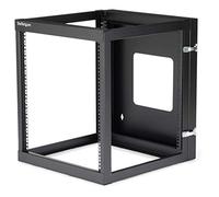 StarTech 12U 4-Post Hinged Wall Mount Open Rack, 19in, 139lb (RK1219WALLOH)
