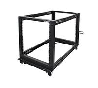 StarTech 12U 4-Post Open-Frame Rack, 101cm, 544kg, Mobile (4POSTRACK12U) | Adjustable 22-40in depth, Cold-rolled steel, Casters/leveling feet, 25in high, IT rack, Cage nuts