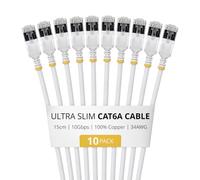 StarTech 15cm Black Ultra Slim Cat6A Ethernet Cable, 10 Pack, UTP, Pure Bare Copper Wire, 34AWG Ultra Slim RJ45 Network Patch Cord