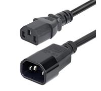 StarTech.com 4.5m (15ft) Power Extension Cord C14 to C13 PDU Power Cord 15A 250V 14AWG AC Power Cable for PDU/Power Supply KEMA-KEUR Certified