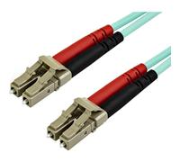StarTech 15m/49ft OM3 Multimode Fibre, LC to LC, Duplex 100G (A50FBLCLC15) | 50/125 fibre, 100Gbps, Optic Cable, Full, LSZH, Jumper Cord, UPC ceramic ferrules, Aqua Aramid jacket, EMI immune, TIA/EIA
