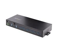 StarTech.com 16-Port Industrial USB 3.0 Hub 5Gbps, Metal, DIN/Surface/Rack Mountable, ESD Protection, Terminal Block Power, up to 120W Shared USB Charging, Dual-Host Hub/Switch