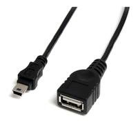 StarTech 1ft USB 2.0 A to Mini-B Cable, Female to Male, Black (USBMUSBFM1) | USB-A female to Mini-B male, Durable construction, 480Mbps data transfer, Type, USB-A female to Mini-B male connector