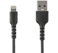 StarTech 1m/3.3ft Rugged USB-A to Lightning Cable, Black (RUSBLTMM1MB) | Heavy-duty aramid fibre, USB 2.0 480Mbps, Apple MFi Certified, Charge & sync, TPE jacket, Power Cord, For iPhone iPad, Type