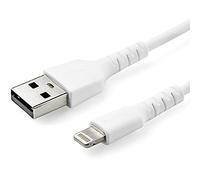 StarTech 1m/3.3ft Rugged USB-A to Lightning Cable, White (RUSBLTMM1M) | Heavy-duty aramid fibre, USB 2.0 480Mbps, Apple MFi Certified, Charge & sync, TPE jacket, Power Cord, For iPhone iPad, Type