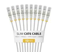 StarTech 1m Gray Slim CAT6 Cable, 10 Pack, Snagless RJ45, LSZH, 28AWG Pure Bare Copper, Slim Network Patch Cable/Cord