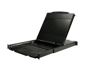StarTech 1U 17in 1080p Dual-Rail DVI/VGA LCD KVM Console (RKCOND17HD) | Single port for DVI or VGA, Rackmount, Monitor, Server Rack, Fully Featured, Drawer, Cables, Support, 44230 MTBF
