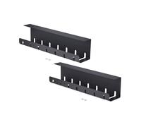 StarTech.com 2-Pack Under Desk Cable Management Tray, 42" Long (21" Per Tray), Metal Slotted Style Cable Organizer, Screw-On Install, Power Bar Holder, Black, TAA