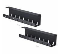 StarTech.com 2-Pack Under Desk Cable Management Tray, 42" Long (21" Per Tray), Metal Slotted Style Cable Organizer, Screw-On Install, Power Bar Holder, Black, TAA