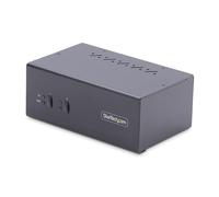 StarTech 2-Port Dual DisplayPort KVM Switch, 4K 60Hz, USB 5Gbps, Hub | USB emulation, 2.0 HID, Hotkey, Push-Button, Two computers, Combo keyboard mouse support, Audio