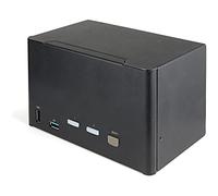 StarTech 2-Port Quad DisplayPort KVM, 4K 60Hz UHD HDR, USB 3.0 Hub, Switch | Desktop, 5Gbps, 2.0 HID, Hotkey Switching, 3840 x 2160 60Hz, Two computers four monitors, Analogue & digital audio