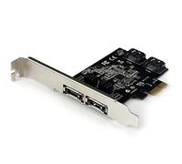 StarTech 2-Port SATA III 6Gbps PCIe x1 SATA/eSATA Card, NCQ (PEXESAT322I) | Dual-port, Configurable internal/external, ASM1061, Port Multiplier, Full/low-profile brackets, SATA cable, HDD/SSD