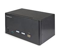 StarTech.com 2 Port Triple Monitor DisplayPort KVM Switch - 4K 60Hz UHD HDR - Desktop DP 1.2 KVM with 2 Port USB 3.0 Hub (5Gbps) & 4x USB 2.0 HID Ports Audio - Hotkey Switching - TAA