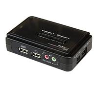 StarTech 2-Port USB VGA KVM Switch 2048x1536 60Hz Audio, Single (SV211KUSB) | Hot-key, Video, Includes 4ft KVM cables, Hotkey and push-button switching, Audio support for complete solution