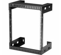 StarTech.com 12U 19" Wall Mount Network Rack - 12" Deep 2 Post Open Frame Server Room Rack for Data/AV/IT/Computer Equipment/Patch Panel with Cage Nuts & Screws 200lb Capacity, Black (RK12WALLO)