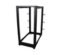 StarTech.com 4-Post 25U Mobile Open Frame Server Rack, Four Post 19in Network Rack with Wheels, Rolling Rack with Adjustable Depth for Computer/AV/Data/IT Equipment - Casters, Leveling Feet or Floor Mounting