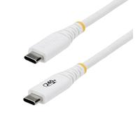 StarTech.com 2m (6ft) USB-C Charging Cable, Durable and Ultra-Flexible, 240W (5A) PD EPR, USB 2.0 Laptop Charger Cable, USB-IF Certified, Rugged USB-C Charging Cord - White
