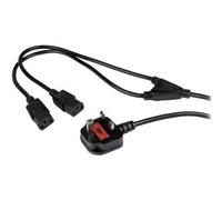 StarTech.com Power Cable Y-Splitter PXT101YUK – 2m (6ft) UK BS1363 to 2×C13 10A 250V Black