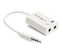 StarTech.com White headset adapter for headsets with separate headphone / microphone plugs - 3.5mm 4 position to 2x 3 position 3.5mm M/F