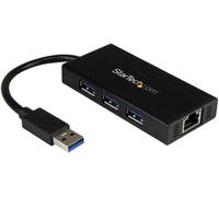 StarTech.com 3 Port Portable USB 3.0 Hub with Gigabit Ethernet Adaptor NIC Alumi