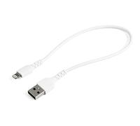 StarTech 30cm/1ft Rugged USB-A to Lightning Cable, White (RUSBLTMM30CMW) | Heavy-duty aramid fibre, USB 2.0 480Mbps, Apple MFi Certified, Charge & sync, TPE jacket, Power Cord, For iPhone iPad, Type