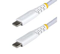 StarTech.com 30cm (1ft) White USB-C Charging Cable, 60W (3A) PD, Dual-Layer Braided Nylon/TPE Jacket, Rugged USB C Charging Cord, USB 2.0 Laptop Charger Cable