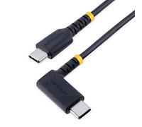 StarTech.com 1ft (30cm) USB C Charging Cable Right Angle - 60W PD 3A - Heavy Duty Fast Charge USB-C Cable - Black USB 2.0 Type-C - Rugged Aramid Fiber - USB Charging Cord
