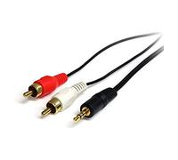 StarTech 3ft 3.5mm to RCA Audio Cable, Male to Male, 2x RCA (MU3MMRCA) | Headphone Jack to RCA, Mini Jack to RCA
