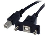 StarTech 3ft Panel Mount USB 2.0 B-B F/M Cable (USBPNLBFBM3) | USB-B female panel-mount port to USB-B male adapter cable, Extension